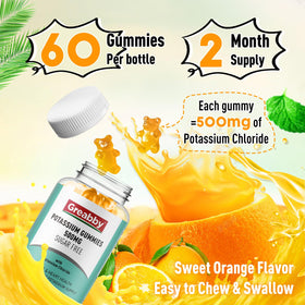Gummy de potassium GREABBY en gros plan montrant la texture