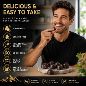 Gummy de Shilajit MKSUVGQ dans la main d'un homme