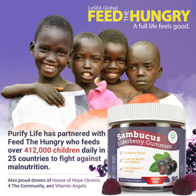Gummy de sureau Purify Life, dosage recommandé sur l'emballage