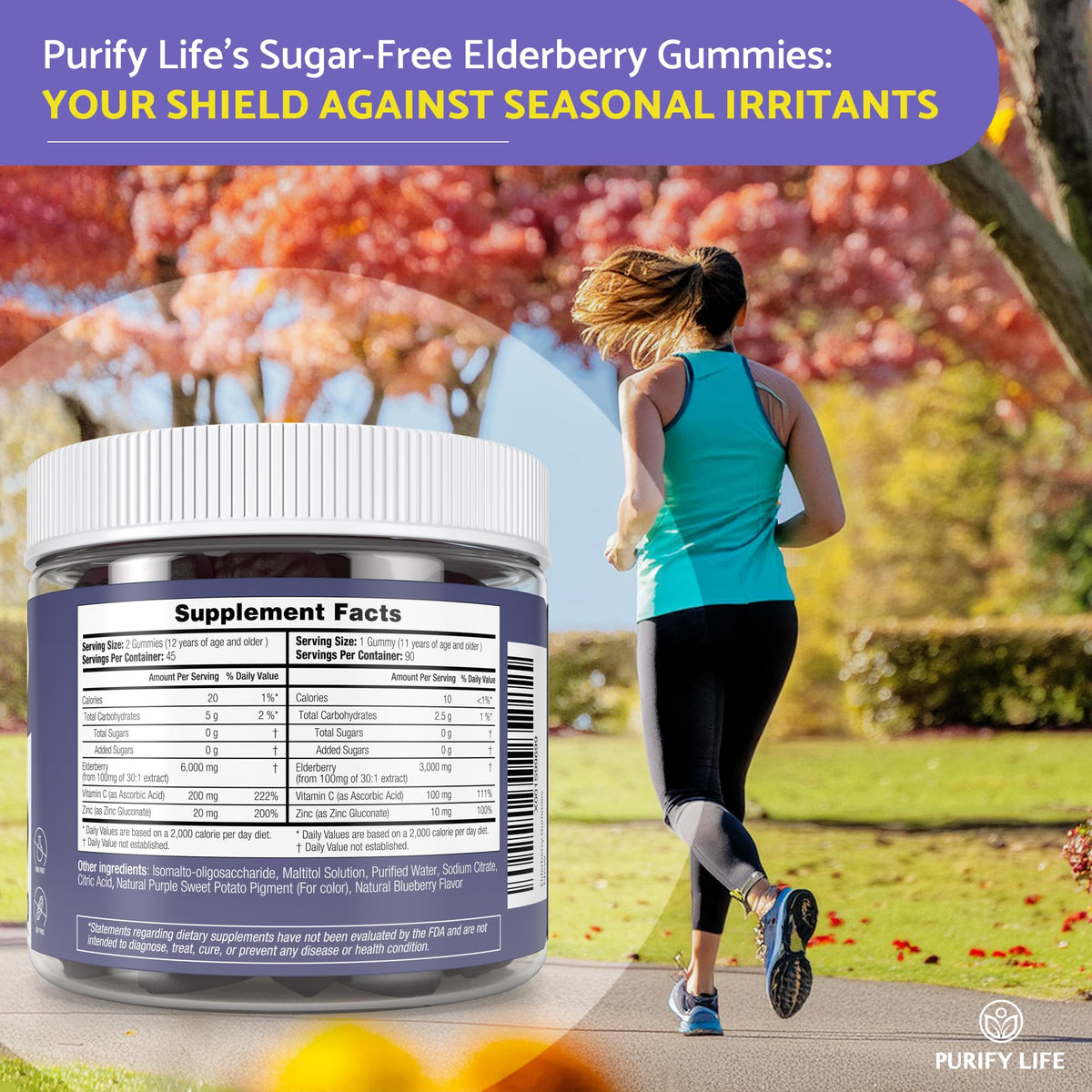 Gummy de sureau Purify Life, emballage avec étiquette visible