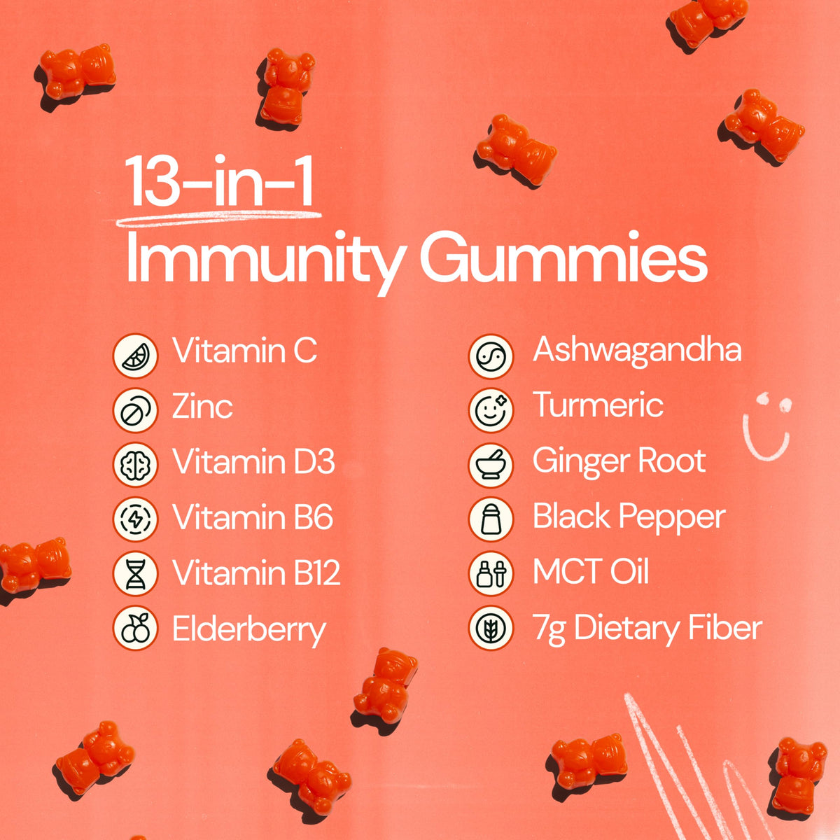 Gummy de vitamine C Grüns avec un zoom sur les ingrédients