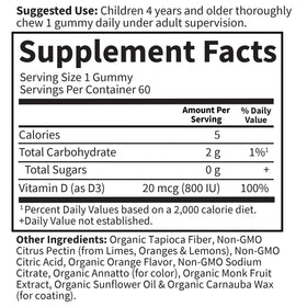 Gummy de Vitamine D3 Bio, prise en main, vue rapprochée