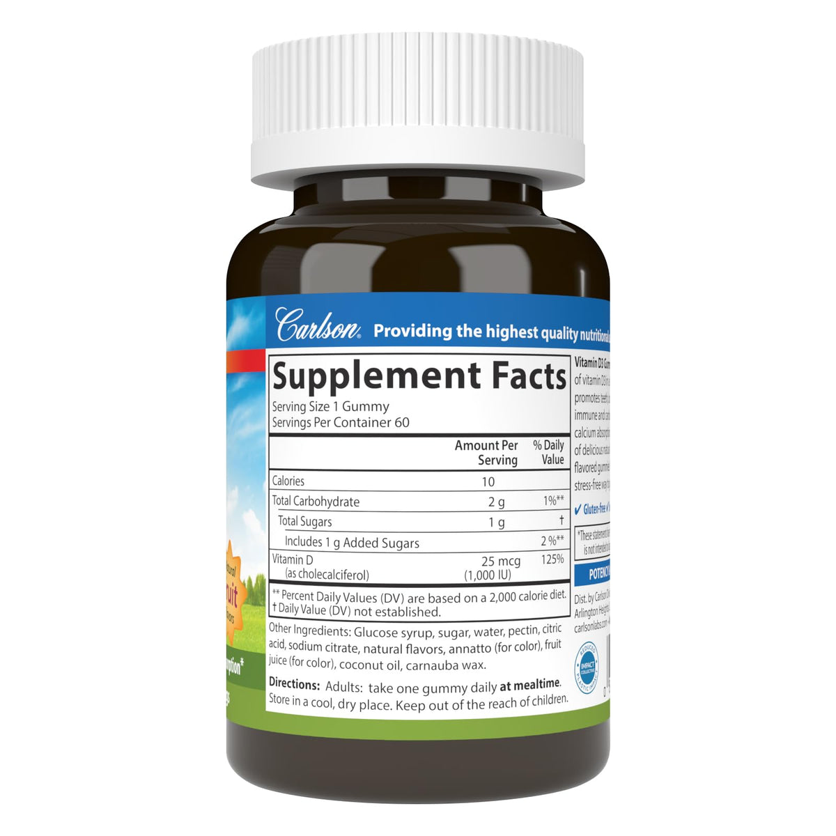 Gummy de vitamine D3 Carlson avec une main