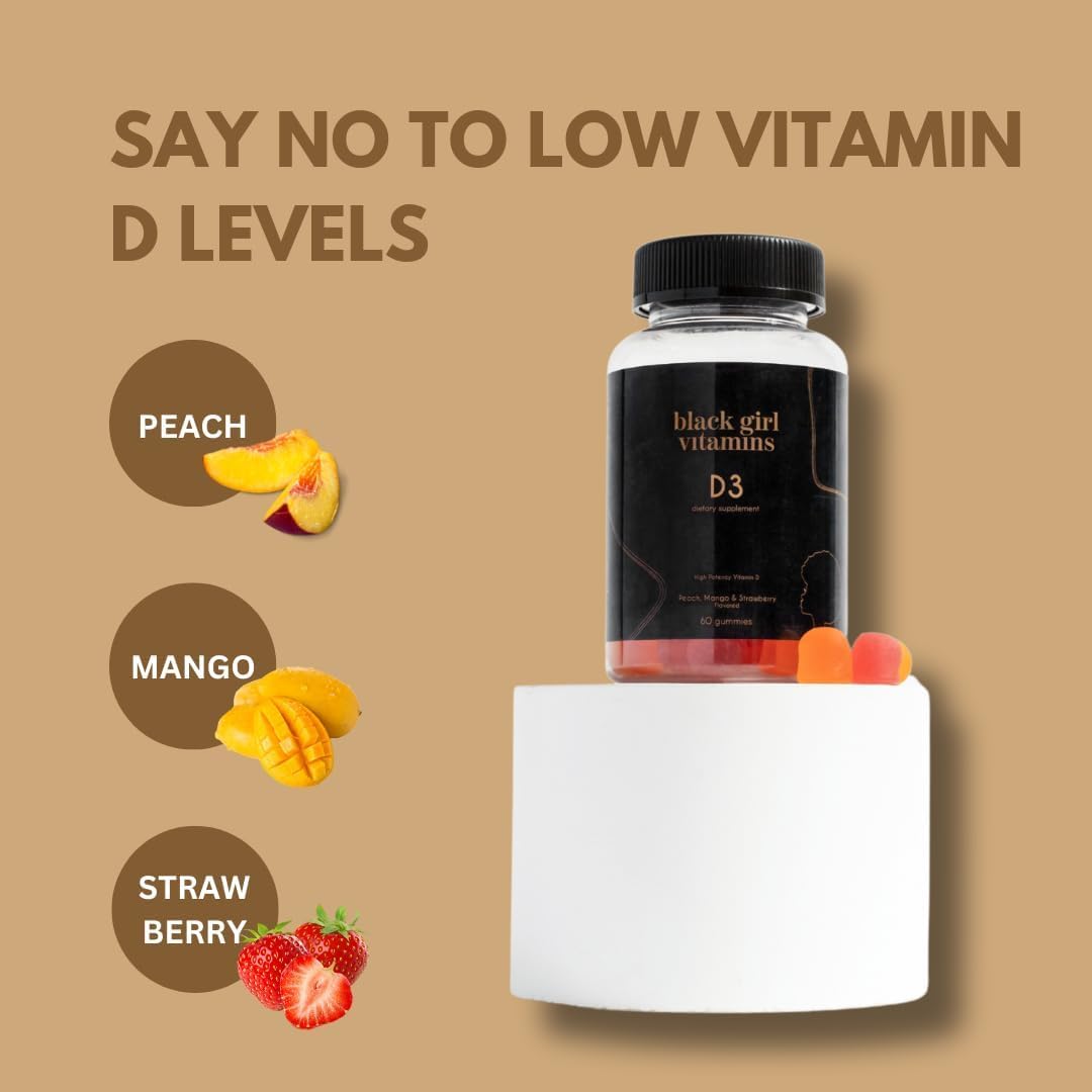 Gummy de vitamine D3 de Black Girl Vitamins, vue de côté montrant la texture