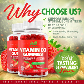 Gummy de Vitamine D3 Just Nutrients au goût de fraise