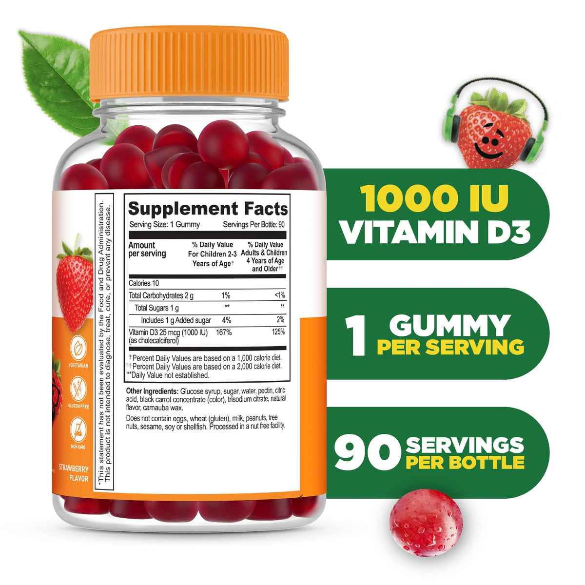 Gummy de vitamine D3 Lifeable en forme de fraise