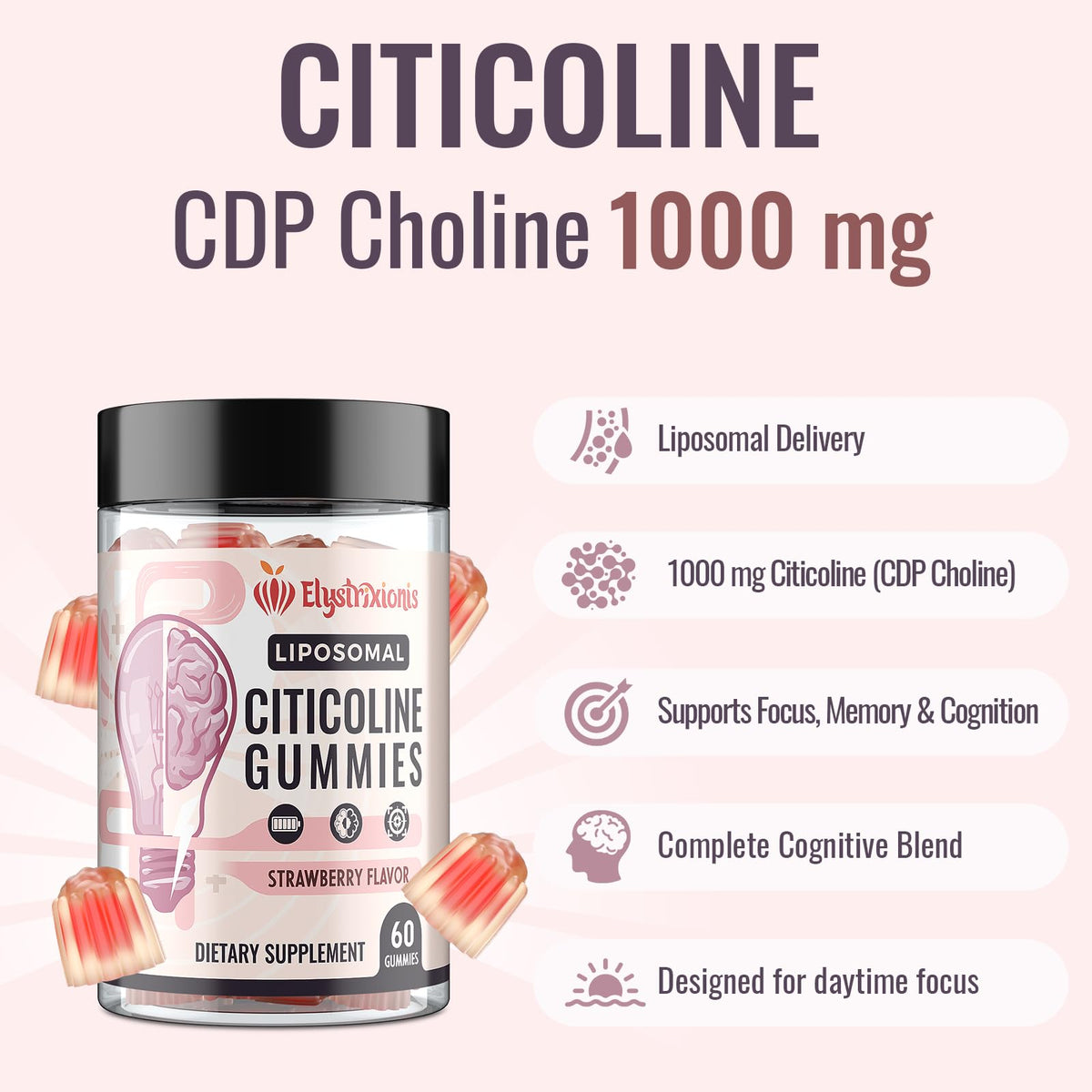 Gummy Elystrixionis Citicoline avec emballage