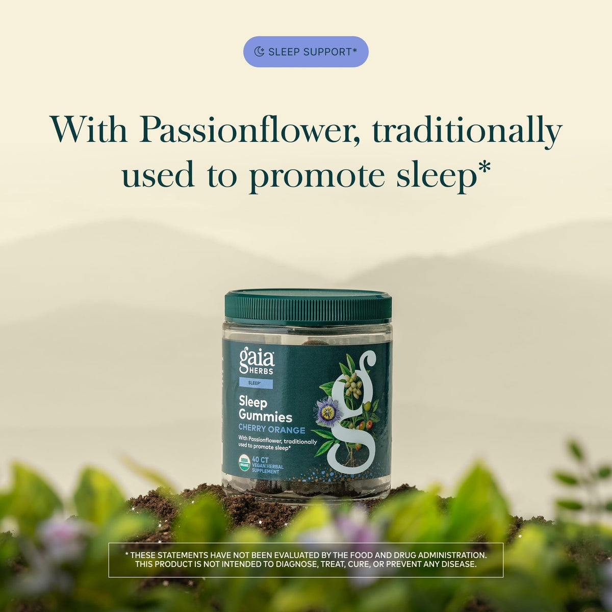 Gummy Gaia Herbs pour le sommeil, présentation des ingrédients
