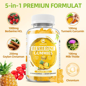 Gummy GrnLife Berbérine avec Cannelle de Ceylan, arrière-plan blanc