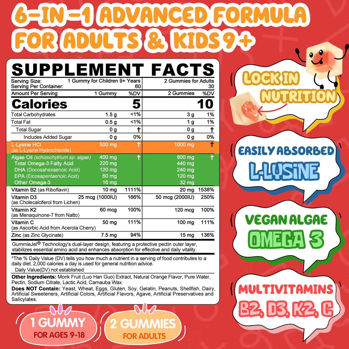 Gummy L-Lysine de Nextdia, couleur orange