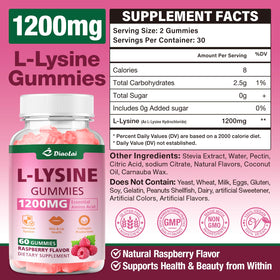 Gummy L-Lysine DIAOLAI avec goût framboise sur fond blanc