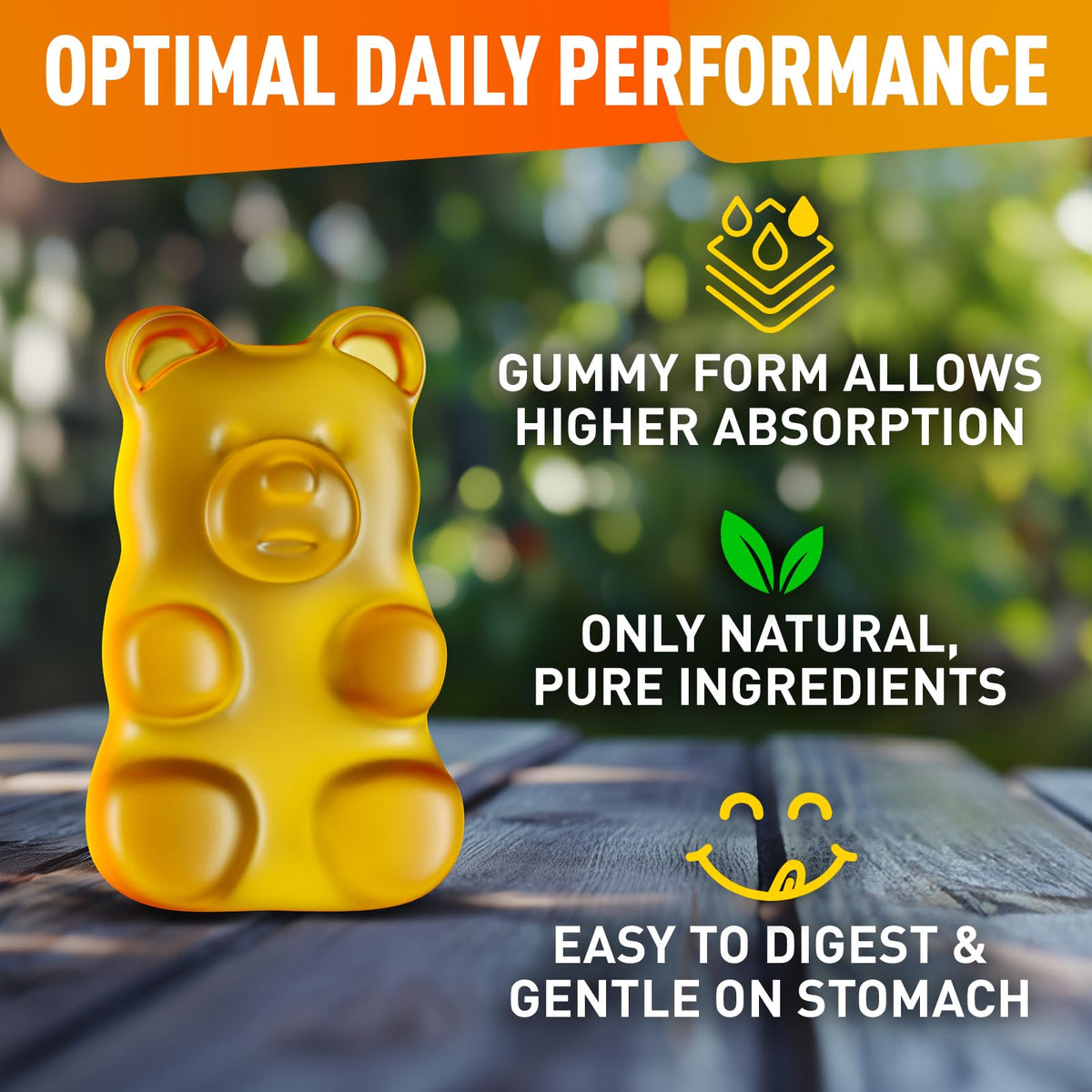 Gummy L-Tyrosine BioVit en gros plan montrant la texture