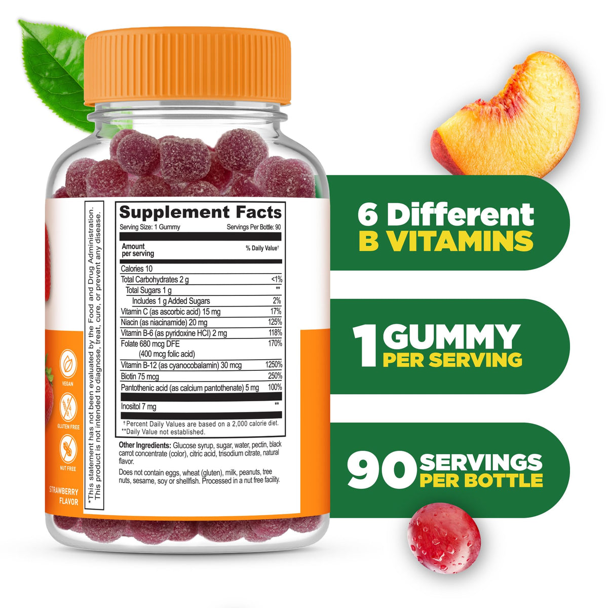 Gummy Lifeable en forme de fraise sur fond blanc