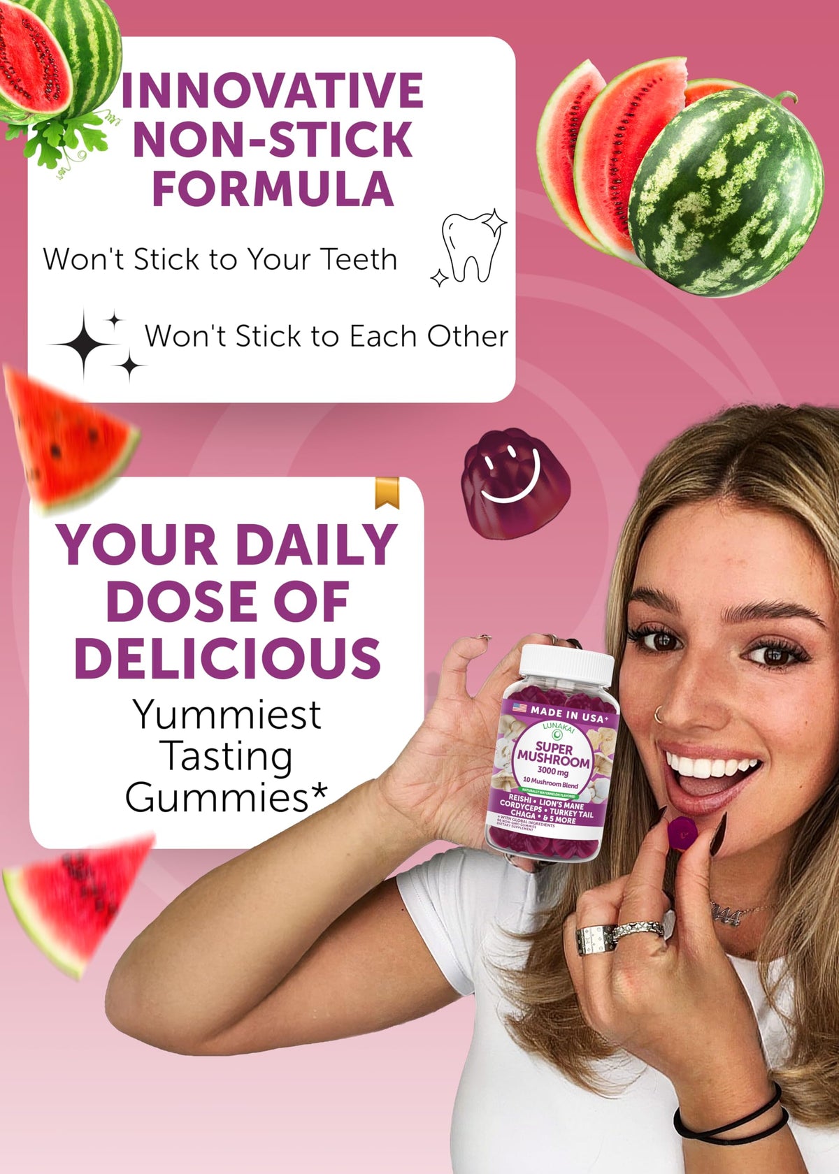 Gummy Lunakai au goût de pastèque, vue de près