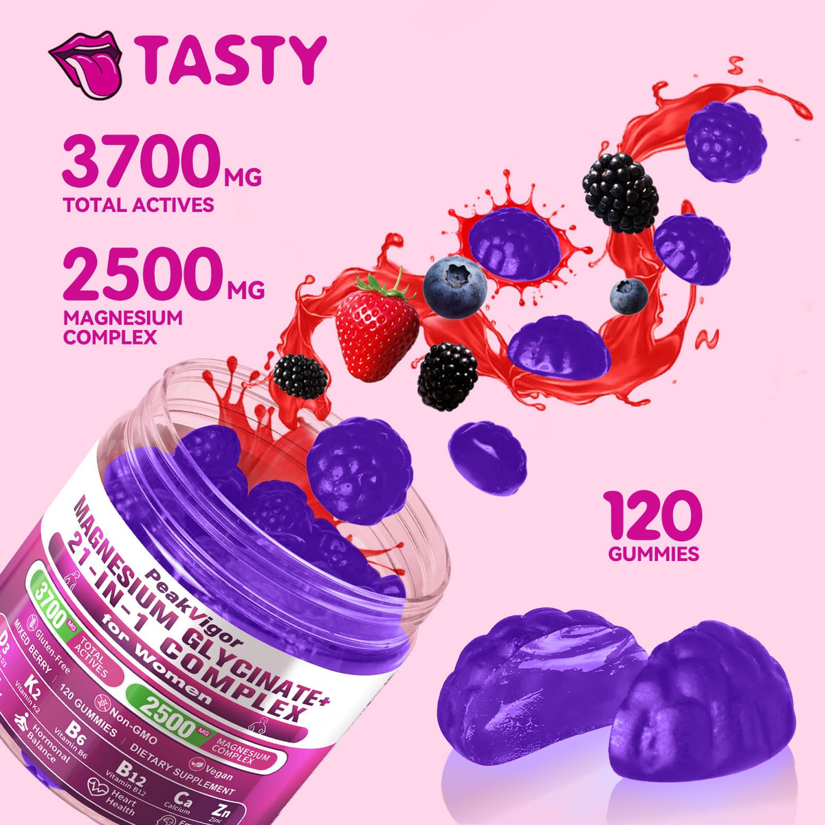 Gummy Magnésium Glycinate PeakVigor en forme de fruit