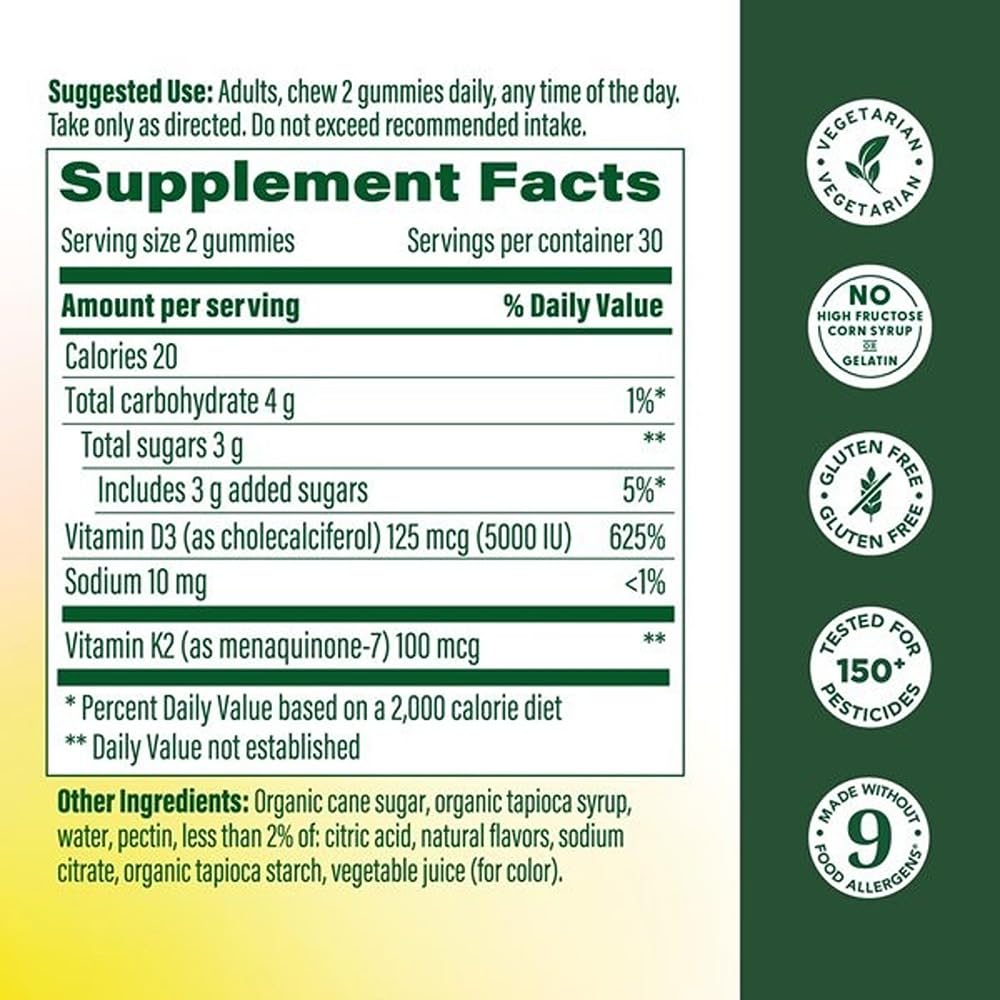 Gummy MegaFood Vitamine D3 K2 avec un fond clair