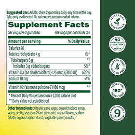 Gummy MegaFood Vitamine D3 K2 avec un fond clair