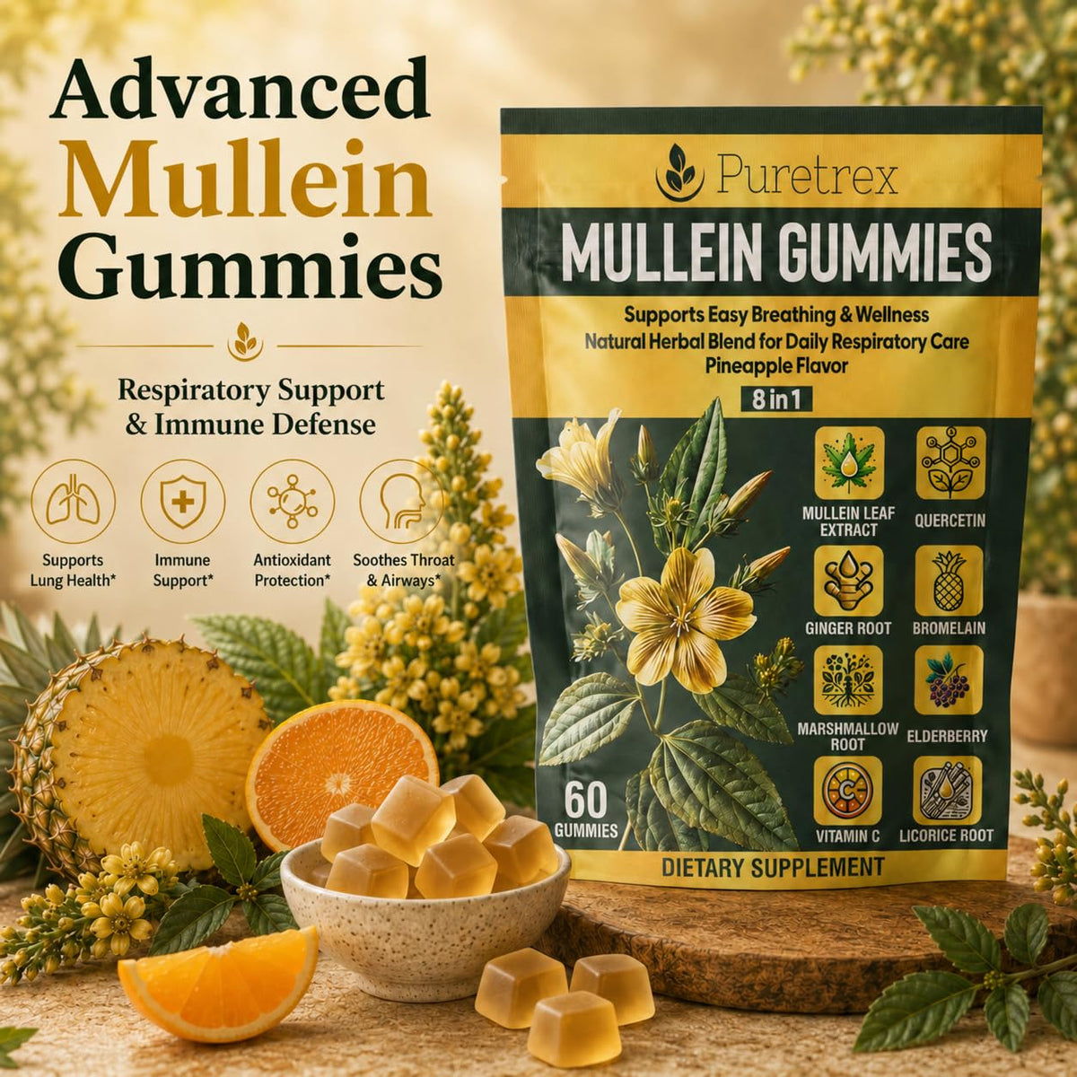 Gummy Mullein PURETREX en gros plan, saveur ananas
