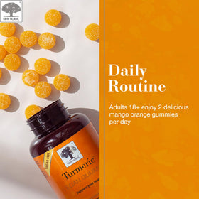 Gummy NEW NORDIC avec des fruits mangue et orange en arrière-plan