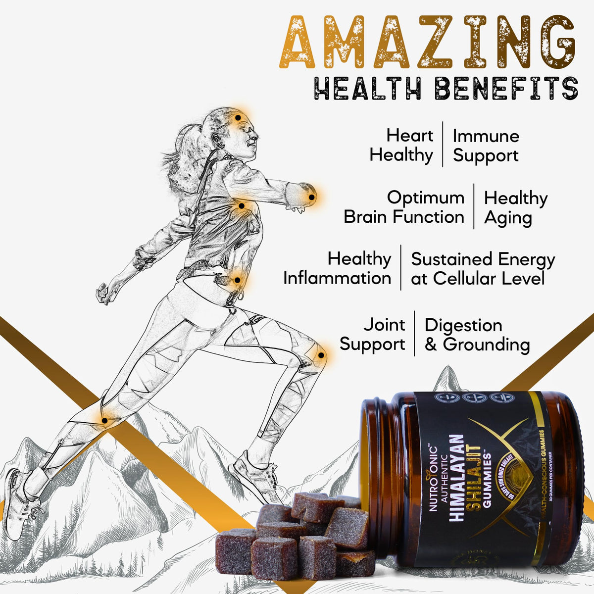 Gummy NutroTonic Shilajit au goût pomme-cannelle vue de côté