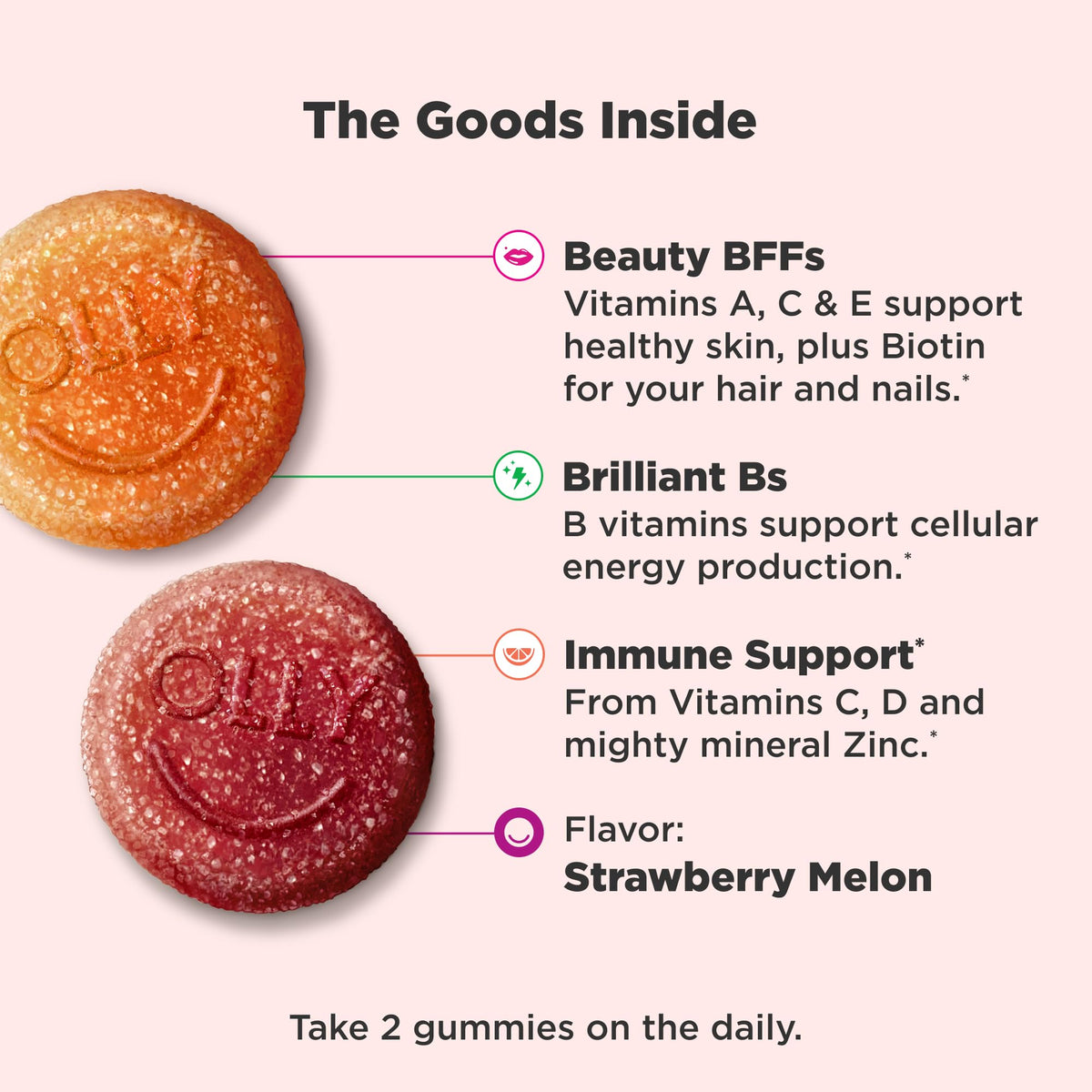 Gummy OLLY Multi pour Filles Adolescentes goût fraise et pastèque