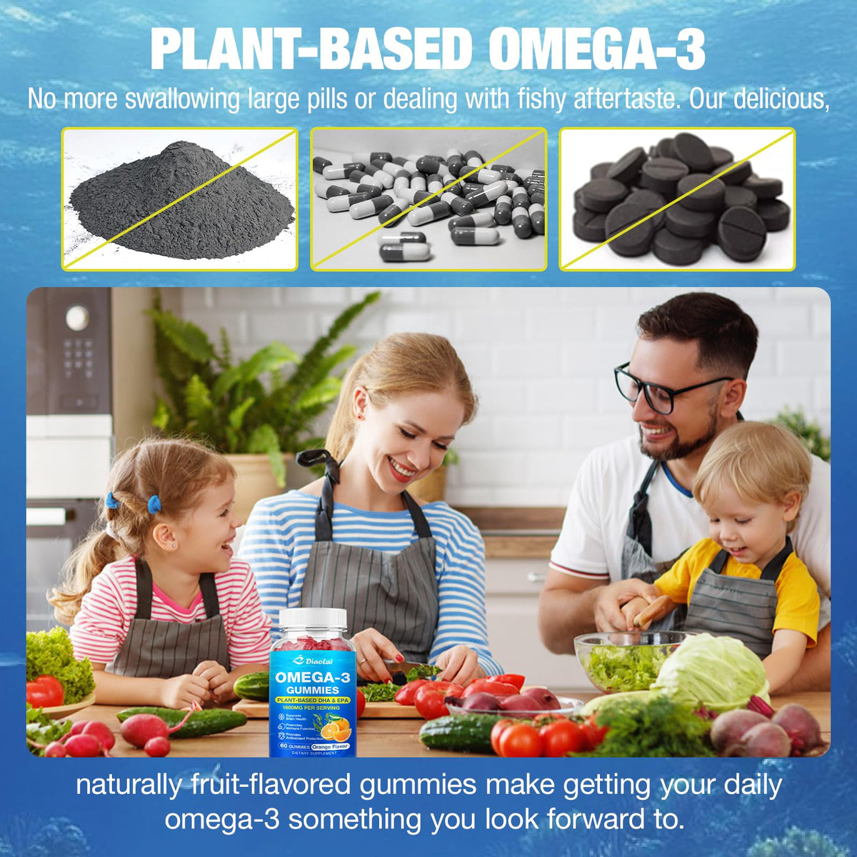 Gummy Omega-3 DIAOLAI en gros plan mettant en avant sa texture douce