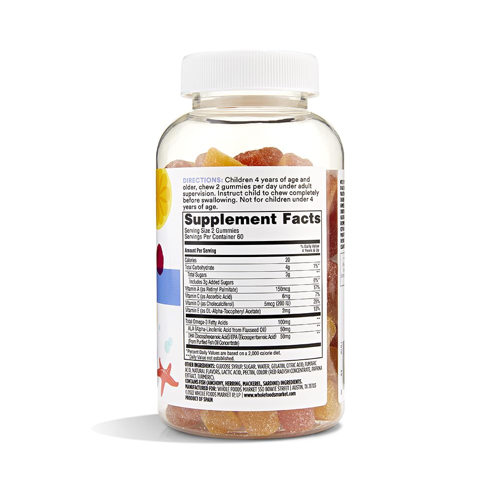 Gummy Omega-3 pour enfants 365, vue arrière de l'emballage