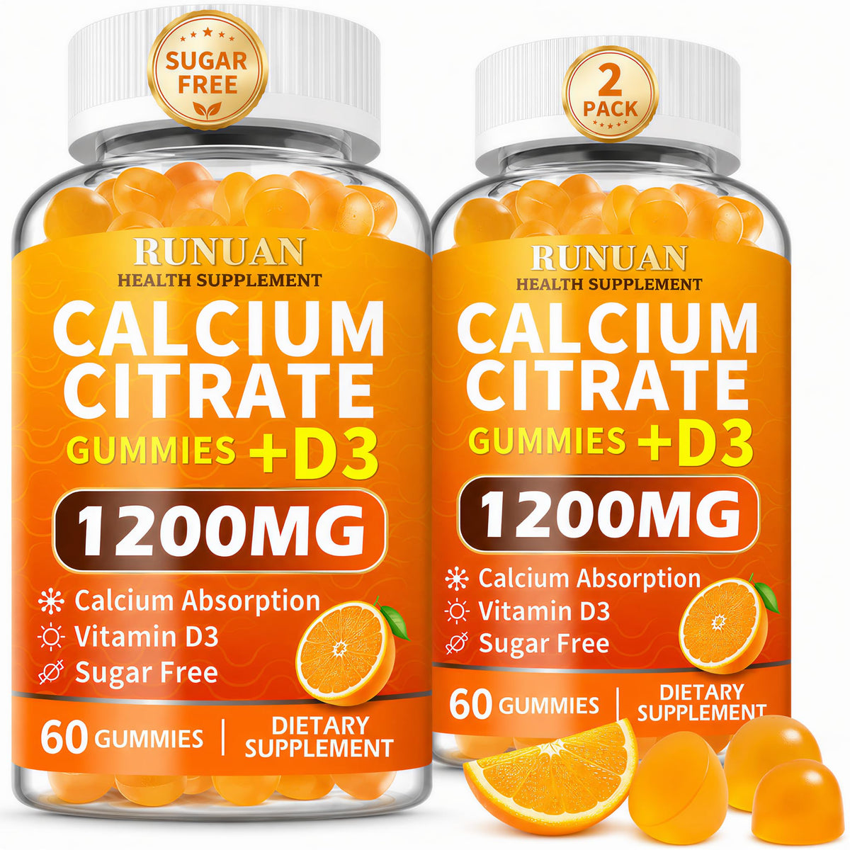Gummy RUNUAN au calcium citrate 1200mg vue de face