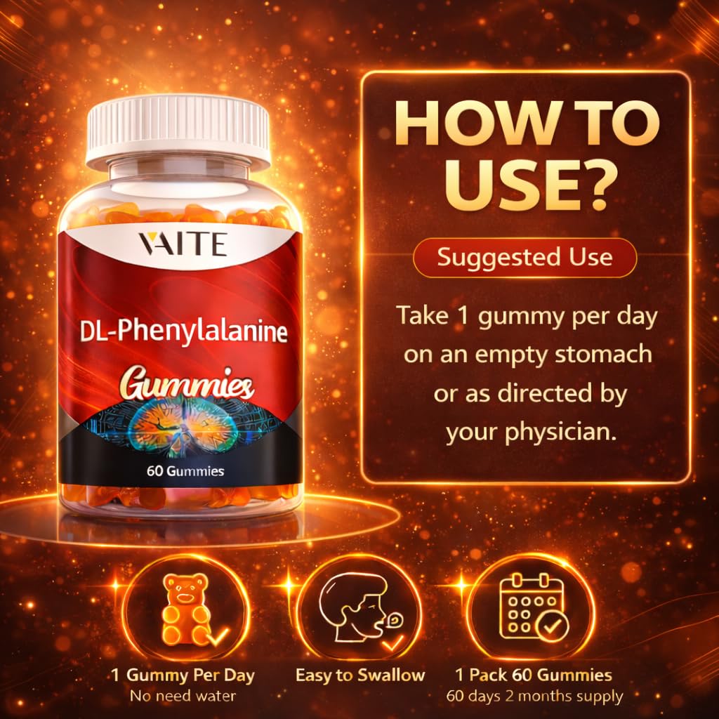 Gummy VAITE DLPA 1000mg avec étiquette nutritionnelle visible