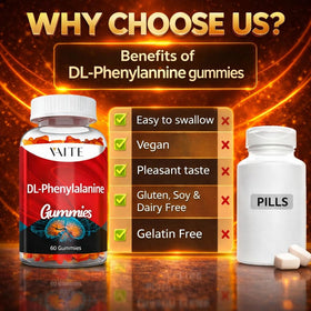 Gummy VAITE DLPA 1000mg en arrière-plan naturel
