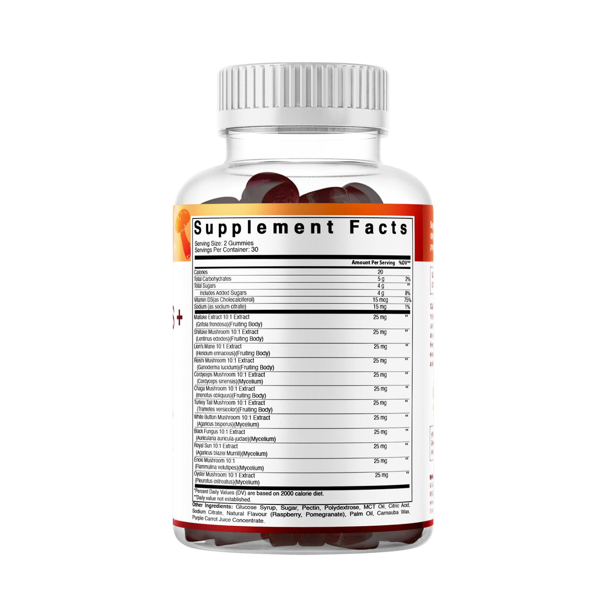 Gummy Vitamatic avec une vue d'ensemble des ingrédients