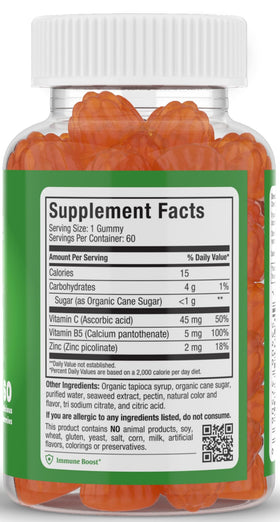 Gummy Vitamine C avec Zinc de Maxi Health, forme de fruit