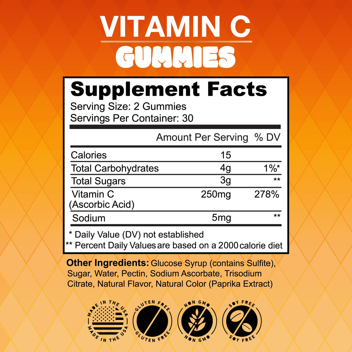 Gummy Vitamine C NEW AGE orange sur un fond neutre