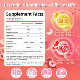 Gummy Vitamine D3 K2 IRIDESICENT à la pêche, détail