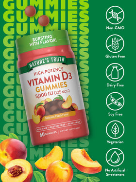 Gummy Vitamine D3 Nature's Truth sur un fond blanc