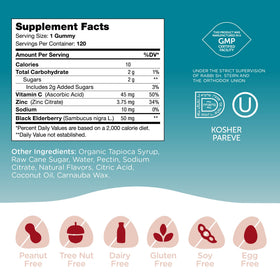 Gummy Zahler, étiquette avec informations nutritionnelles