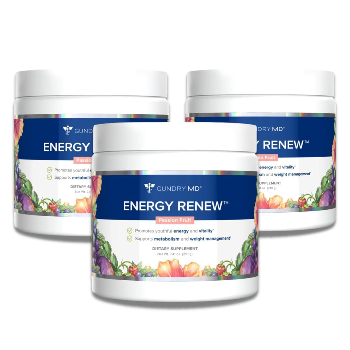 Gundry MD Energy Renew complément alimentaire en poudre, sachets de 3, goût fruit de la passion