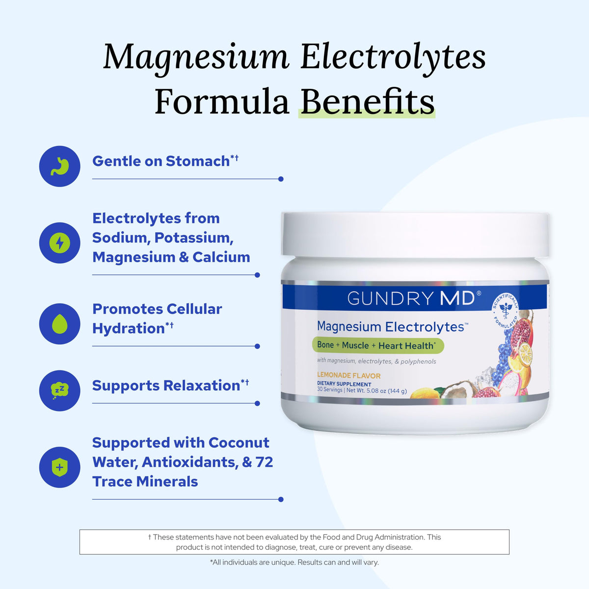 Gundry MD Poudre d'Électrolytes au Magnésium Saveur Citronnade, emballage