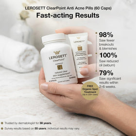 Gunilla Of Sweden LEROSETT Complément Alimentaire Anti-Acné 60 Capsules sur une surface en bois