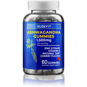 Gusevit Gummies d'Ashwagandha 1 500 mg bouteille vue de face