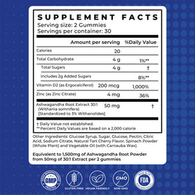 Gusevit Gummies d'Ashwagandha 1 500 mg détails des ingrédients