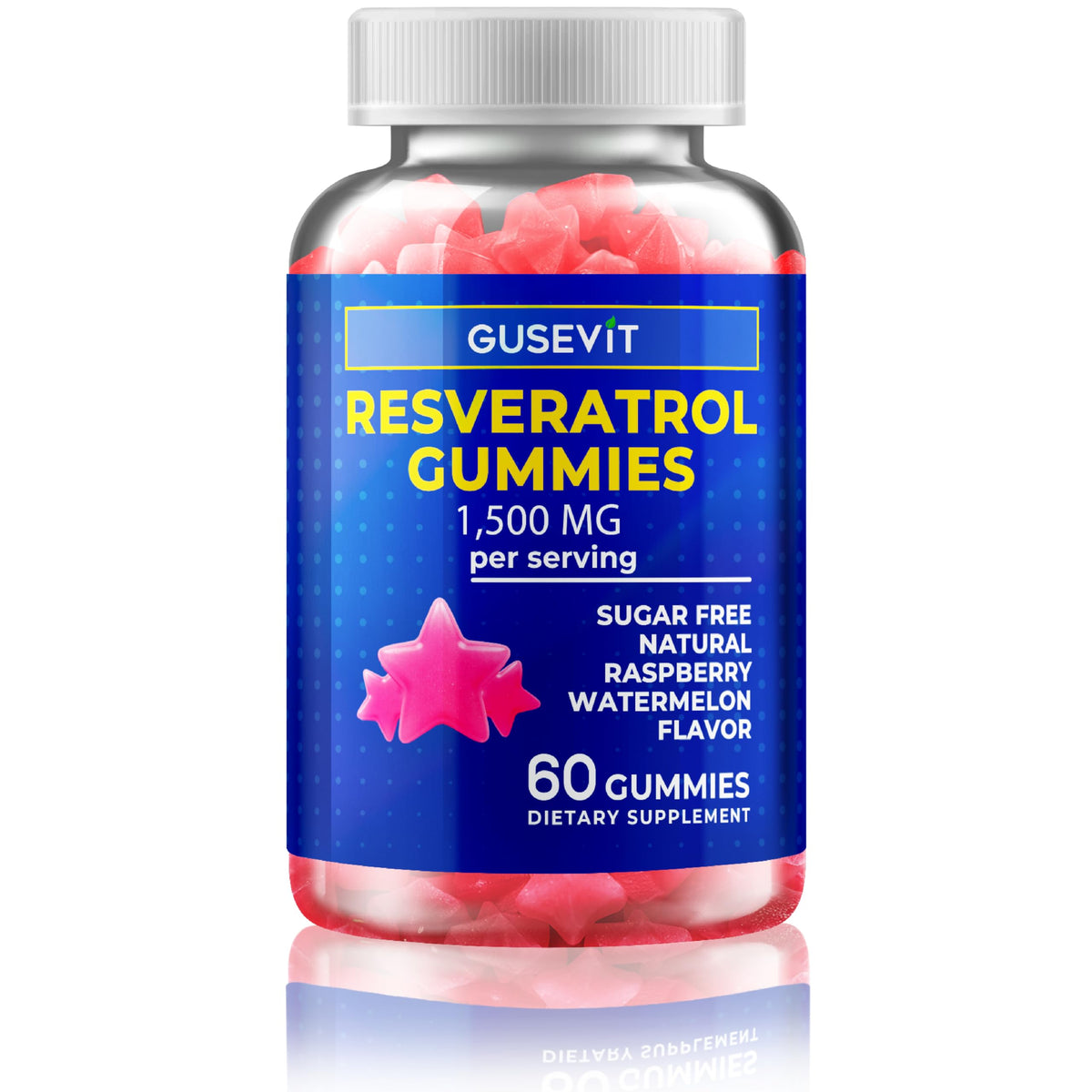 Gusevit Gummies de Resvératrol saveur framboise et pastèque, vue de face
