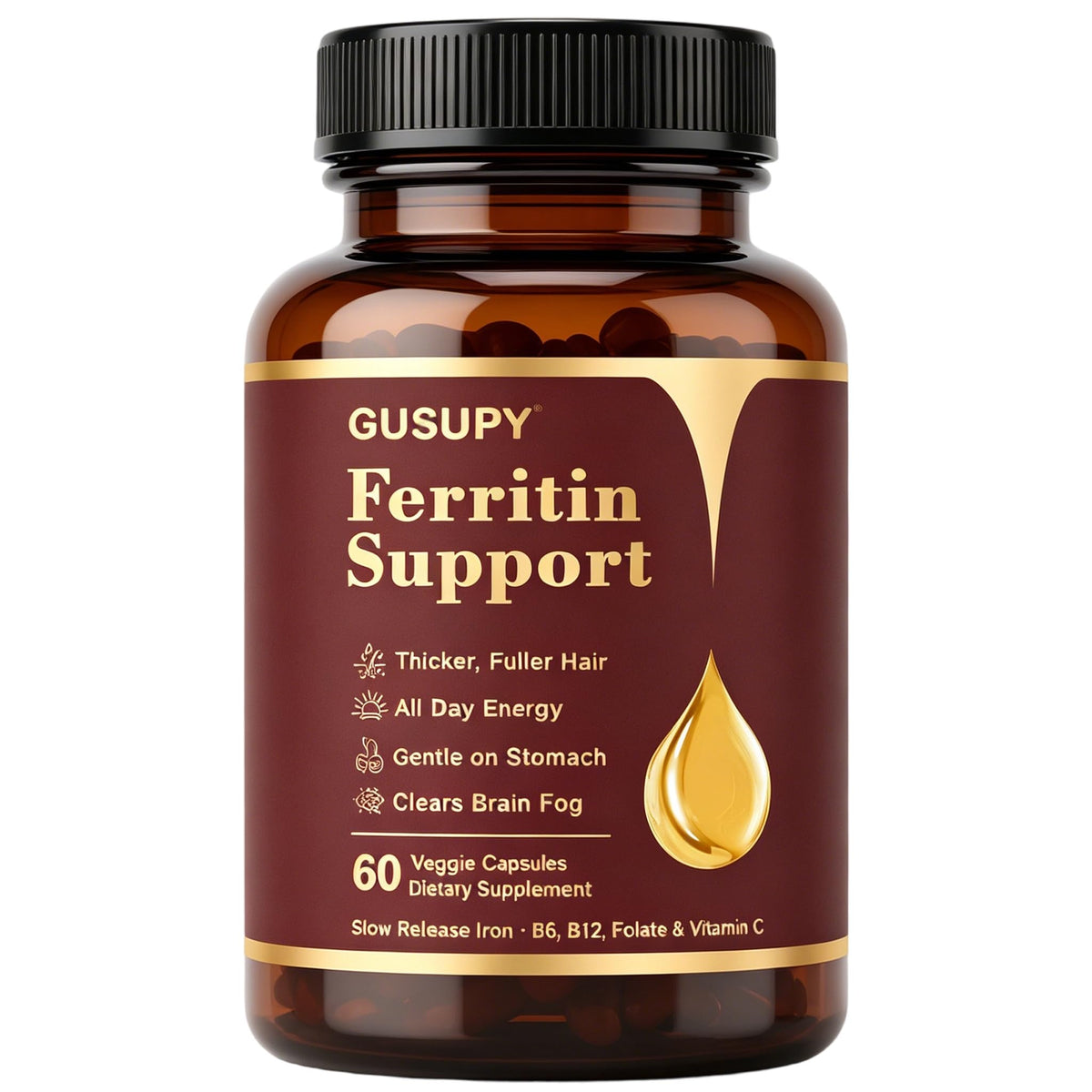 GUSUPY Complément Alimentaire Ferritine Femme 60 Capsules, vue de face