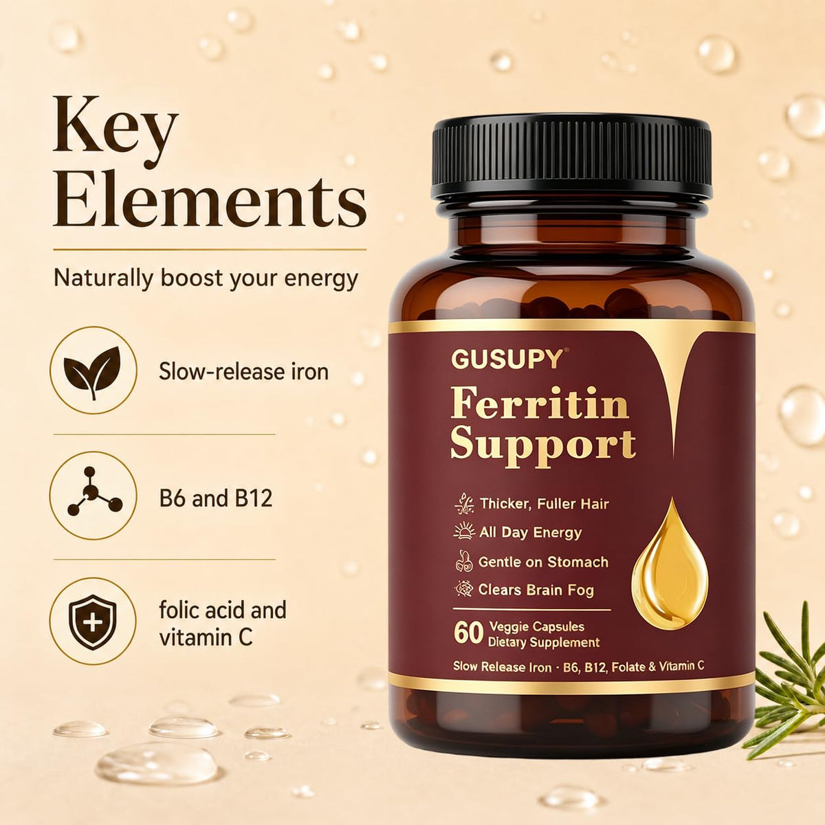 GUSUPY Complément Alimentaire Ferritine Femme, présentation des capsules