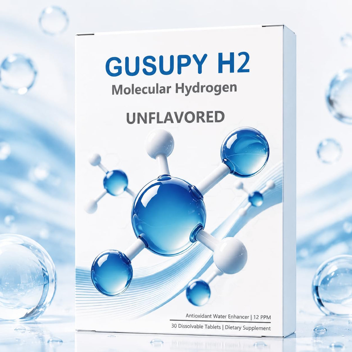 GUSUPY comprimés effervescents de magnésium 12 PPM H2 vue de dessus