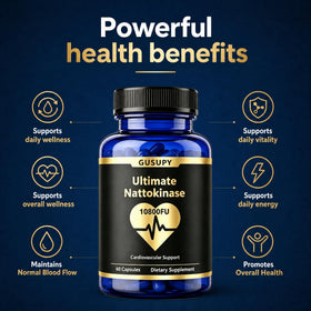 GUSUPY Nattokinase capsules sur fond blanc