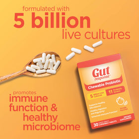 Gut Response Probiotique à Mâcher 30 comprimés orange avec emballage