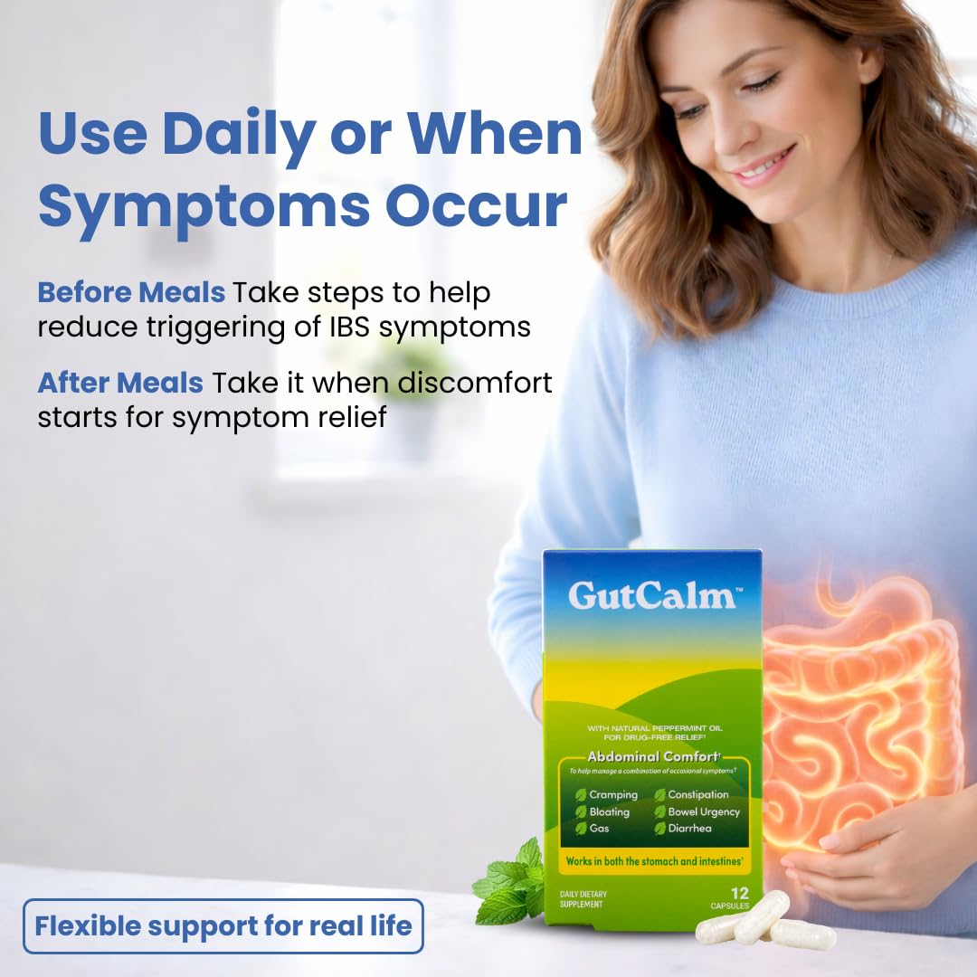 GutCalm capsules d'huile de menthe poivrée, prise en main