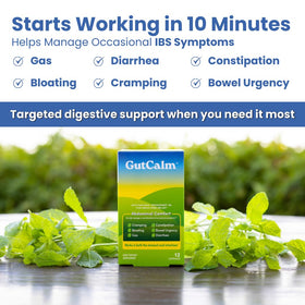 GutCalm capsules d'huile de menthe poivrée, vue arrière