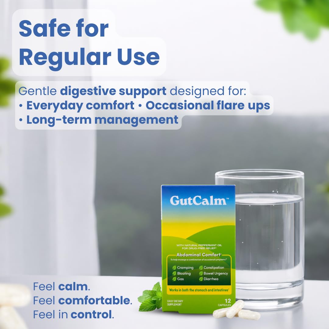 GutCalm capsules d'huile de menthe poivrée, vue latérale